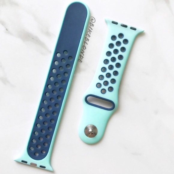NEW Turquoise/Blue Silicone Band For Apple Watch - Picture 2 of 2